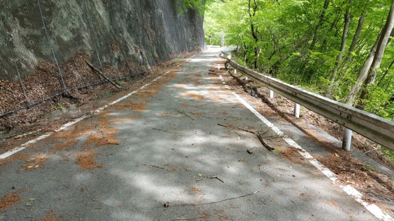 松姫峠、大月側の路面状況